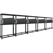 Mega Deal 5x Étagère à pneus RAGNAR HxLxP 180x120x40cm jusqu'à 8 pneus sur 2 niveaux + rangement 265kg Charge max. Noir