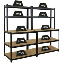 Proregal-preis-/leistungssieger - Mega Deal 2x Profi Établi giant beast HxLxP 180x100x60cm Capacité de charge par tablette 175kg Noir