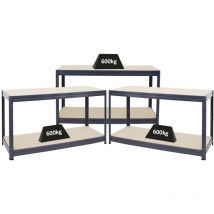 Proregal - Mega Deal 3x Établi réglable en hauteur dino HxLxP 90x160x60cm Capacité de charge 600kg Gris