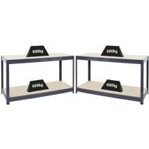 Proregal - Mega Deal 2x Établi réglable en hauteur dino HxLxP 90x160x60cm Capacité de charge 600kg Gris