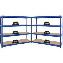 Mega Deal 2x étagère pour charges lourdes DINO HxLxP 180x180x60cm Capacité de charge 500kg Bleu