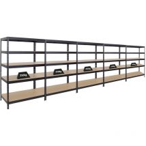 Proregal-preiswerte Qualität - Mega Deal 5x Étagère charge lourde rivet HxLxP 180x120x60cm 250kg par niveau Noir Lot d'étagères robustes de Garage,