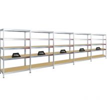 Proregal-preiswerte Qualität - Mega Deal 5x Étagère charge lourde rivet HxLxP 180x120x45cm 250kg par niveau Galvanisé Lot d'étagères robustes de