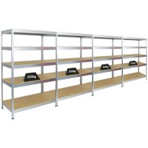 Proregal-preiswerte Qualität - Mega Deal 4x Étagère charge lourde rivet HxLxP 180x120x60cm 250kg par niveau Galvanisé Lot d'étagères robustes de