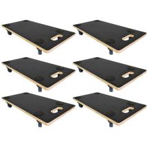 Mega Deal 6x plateaux de transport Pro avec 4 roulettes HxLxP 11,5x30x60cm Capacité de charge 200kg Sérigraphie Panneau de bois Noir
