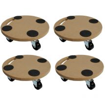 Mega Deal 4x Profi Chariot à roulettes avec 4 roulettes Rond HxLxP 11x30x30 cm Capacité de charge 100kg Panneau de bois mdf Marron