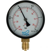 Mega Druckmanometer -1 bis 1,5 bar - 1/2 Zoll Anschluss nach unten Radial ø 100 mm