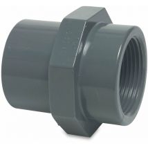 Mega Gewindemuffe PVC-U 16/20 mm x 1/2 Zoll Klebemuffe/Klebestutzen x Innengewinde 10 bar, grau