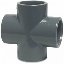 Mega Kreuzstück pvc-u 50 mm Klebemuffe 16 bar, grau