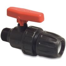 Mega Kugelhahn mit Klemmverbinder 40 mm x Außengewinde 1 1/4 Zoll pp schwarz, Typ Safe 502