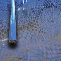 MEGA STOCK Rotolo da 20 metri (H140cm) di Tovaglia PVC SEMITRASPARENTE Per Casa, Sagre, Pizzerie EFFETTO UNCINETTO