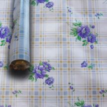 Mega stock Rotolo da 20 metri (H140cm) di Tovaglia pvc telata cerata Per Casa, Sagre, Pizzerie fiori e quadri blu