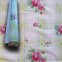 Mega stock Rotolo da 20 metri (H140cm) di Tovaglia pvc telata cerata Per Casa, Sagre, Pizzerie quadri e fiori rosa