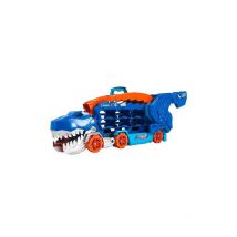 Mattel - Hot Wheels Let's Race Netflix - Camion City Transporteur T-Rex Qui Se Cabre pour Se Transformer en T-Rex avec Piste De Course, Lumières Et