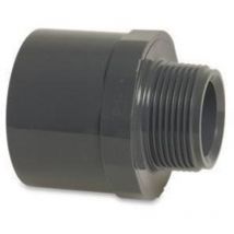 Mega Übergangsnippel pvc-u 32/40 mm x 1 1/4 Zoll Klebemuffe/Klebestutzen x Außengewinde 10 bar, grau