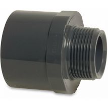 Mega Übergangsnippel pvc-u 16/20 mm x 1/2 Zoll Klebemuffe/Klebestutzen x Außengewinde 10 bar, grau