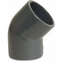 Mega Winkel 45° pvc-u 63 mm Klebemuffe 16 bar, grau