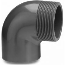 Mega Winkel 90° pvc-u 32 mm x 1 1/4 Zoll Klebemuffe x Außengewinde 10 bar, grau