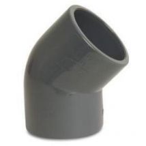 Winkel 45° pvc-u 50 mm Klebemuffe 16 bar, grau - Mega