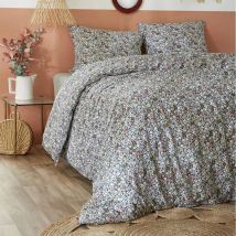 Altobuy - megan - Parure de Lit Imprimé Fleurs Housse de Couette 140x200cm + 1 Taie d'Oreiller