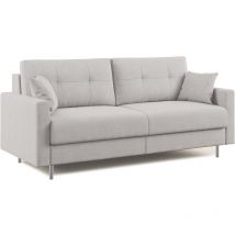 Divani.store - Megan Sofá convertible en microfibra extraíble 168 cm (mat. 120x197) Gris Claro