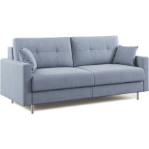 Divani.store - Megan Sofá convertible en microfibra extraíble 168 cm (mat. 120x197) Azul Claro