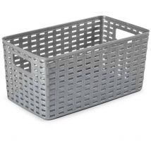 Plasticforte - cesta rattan 38.5x28.5 cm plata , Cesta rattan 38.5 x 28.5 cm blancaSu acabado mimbre les da un aspecto cálido y moderno que encaja a