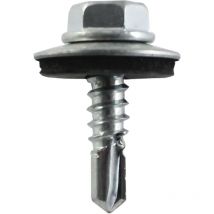 LOTU tornillo broca hexa c/a 16 5.5x38 zinc c-200 , Tornillo de cabeza hexagonal rosca chapa DIN 7301 5,5X38 mm Lotu Con arandela de estanqueidad