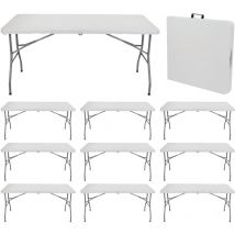 Thinia Home - MegaPack 10 Mesas Plegables Portátiles Resina 150cm Blanco