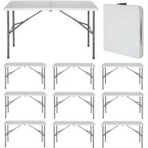 7h Seven House - MegaPack 10 Tables Pliantes Portables Résine 122cm Blanc 7house