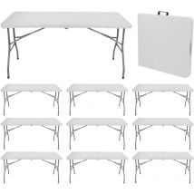 Thinia Home - MegaPack 10 Tables Pliantes Portables Résine 150cm Blanc