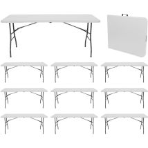 7h Seven House - Megapack 10 Tragbare Klapptische Aus Kunstharz, 240 Cm, Weiß, 7house