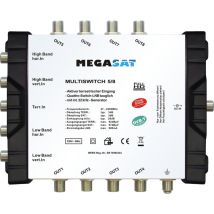 MEGASAT Multischalter 5/8 0600150 – 8 Teilnehmer – 8 dB Verstärkung – 4K – Full-HD – Kompakt – Einfache Installation