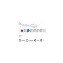 Mehrfachsockel 6T + 2 USB + Int. (3x1,5mm) 1,4M Weiß