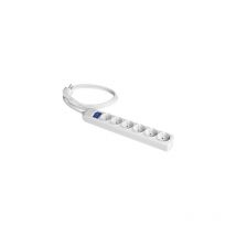 Solera - Mehrfachsockel mit 6 2P+E-Schuko-Steckdosen mit blauem Schalter und Kabel (bis zu 3680W 16A 250V) IP20 35,2x5x4,1cm