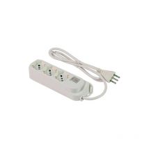 FME - Mehrfachsteckdose 3 Steckdosen Schuko 2P+T 16A Kabel 1,5m Stecker Italienisch Std. 2P+T 10A mit Schalter Linea Retail Fanton 474604