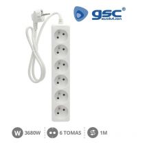 Gsc - Mehrfachsteckdose Französisches System 6 Stecker 3x1mm 1 Meter Weiß