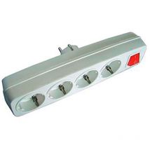 Mehrfachstecker 4 Steckdosen 2p + T 16 Bis 250 V Mit Beleuchtetem Schalter, Weiß (eingeschweißt)