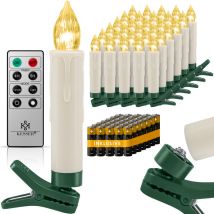 Velas de Navidad 20 led Incl. pilas Inalámbrico - Blanco cálido - con mando a distancia Inalámbrico - Función temporizador - Parpadeo - Velas de