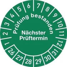 Mehrjahresprüfplakette D.30mm Prüfung bestanden 26-31 Folie Btl.a 100 St.