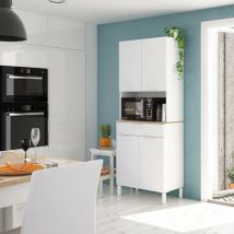 Mehrzweck-schrank Chandler, Hilfsküchenschrank, Sideboard Mit 4 Türen Und 1 Schublade Mit Einlegeböden, Kleiderschrank Öffnen, Cm 72x40h186, Weiß Und 