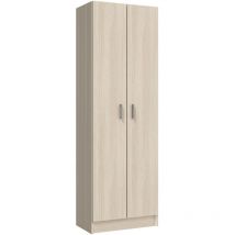 Mehrzweckschrank Salem, Beistellschrank mit 2 Türen, Schuhregal mit 3 Ablagen, Modernes hohes Schuhregal, cm 59x37h180, Eiche