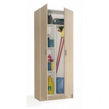 Mobimarket - Mehrzweck-Schrank Charleston, Besenschrank mit 2 Türen, Schuhregal mit Regalen, Besenkammer, cm 73x37h180, Eiche