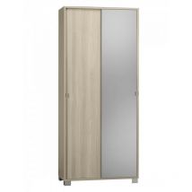 Mehrzweckschrank mit zwei Schiebetüren mit Spiegel in Ulme Light 82x41x H190 cm