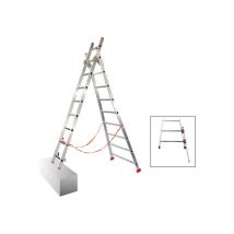Echelle transformable 2x7 barreaux - Rattrapage de niveau - Longueur déployée 3.14m - Sol plat ou escalier - ATL200-2/BR