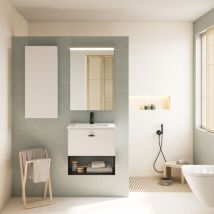 Mei 60cm Meuble Et Vasque Avec Un Tiroir Et Un Niche, Blanc Mat.