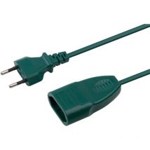 Euro-Verlängerung - 5 m Kabel - grün - Kunststoffleitung - IP20 Innenbereich - Ideal für Lampen & Lichterketten / Verlängerungskabel / Euro-Stecker /