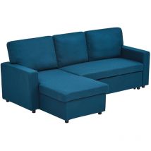 Meiya - canapé d'angle réversible 4 places convertible avec coffre en tissu