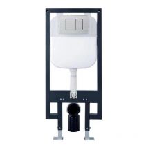 Meje - 039 Porte-réservoir de toilette mural avec plaque d'actionnement à double chasse d'eau, appareil pneumatique, blanc