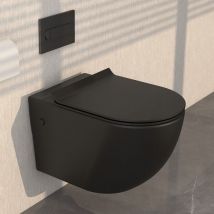 Cuvette pour wc suspendu + Abattant soft close + Plaque noir - Meje